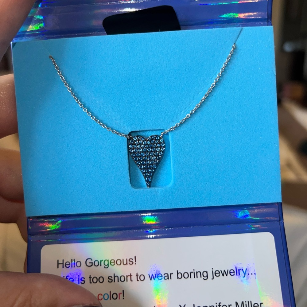 Blue Heart Pendant Necklace - Picture 4 of 5